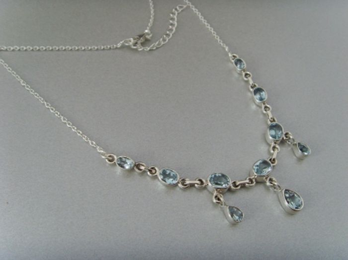 Blautopas - Collier / Silber 925