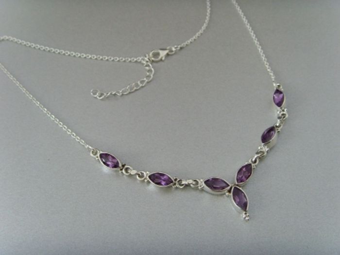 Amethyst - Collier / Navettenform - Silber 925