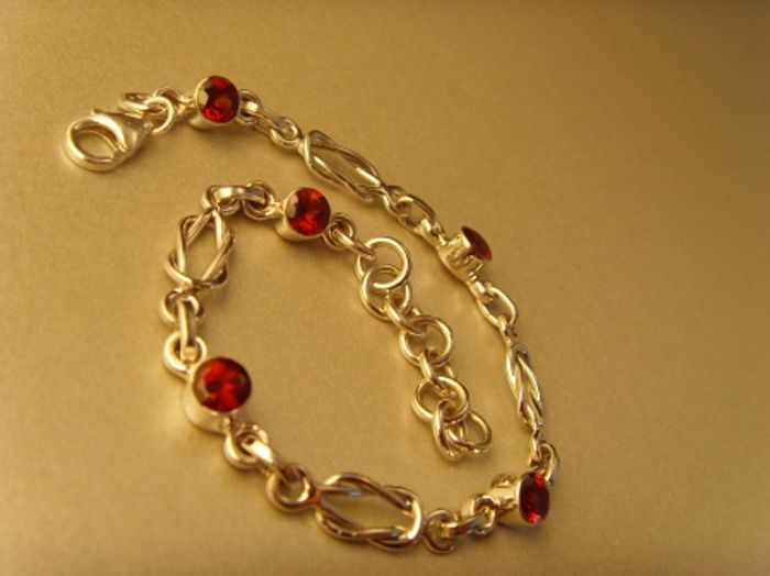 Granat-Armband - 925'er Silber