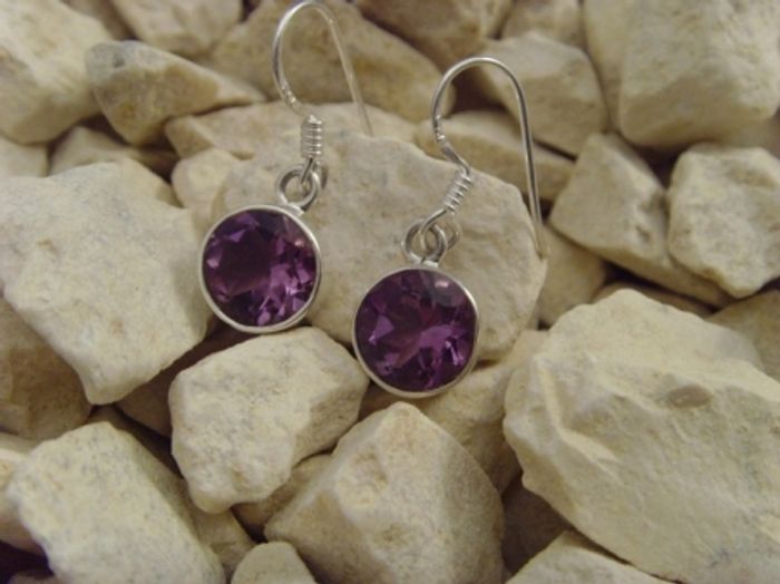 Amethyst-Ohrhänger - 925'er Silber - runde Form