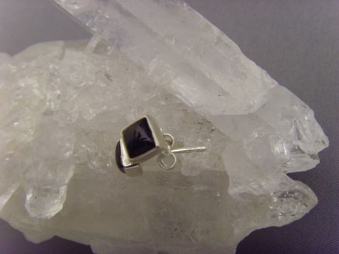 Onyx Ohrstecker - Quadratisch - 925'er Silber