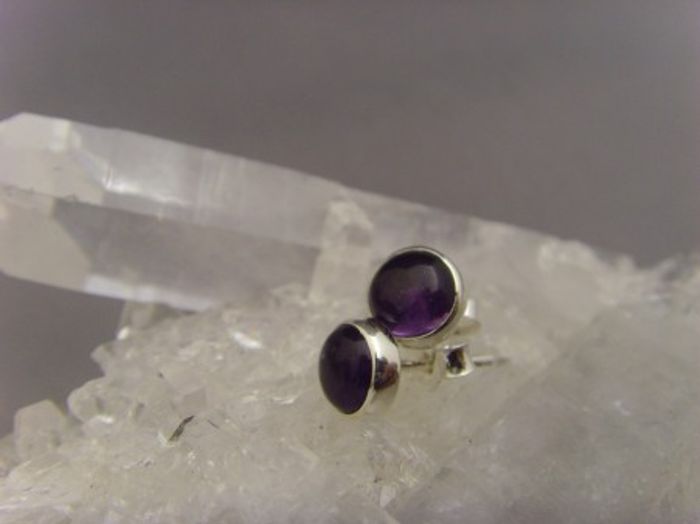 Amethyst Ohrstecker - Rund - 925'er Silber