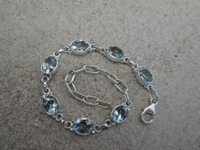 Blautopas - Armband / 925'er Silber