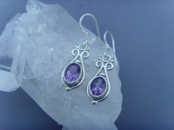 Amethyst - Ohrhänger / Jugendstil - Design / 925'er Silber