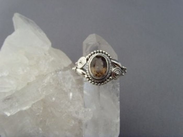 Rauchquarz - Ring / filigrane Handarbeit / 925'er Silber