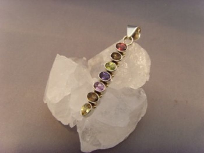 Multi - Color" Anhänger / 925'er Silber / Facettenschliff"