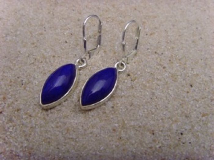 Lapis - Lazuli Ohrhänger / 925 Silber / Navettenform