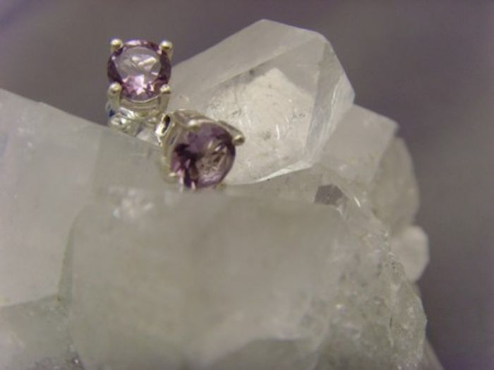 Amethyst Orstecker - Rund Facettiert - 925'er Silber