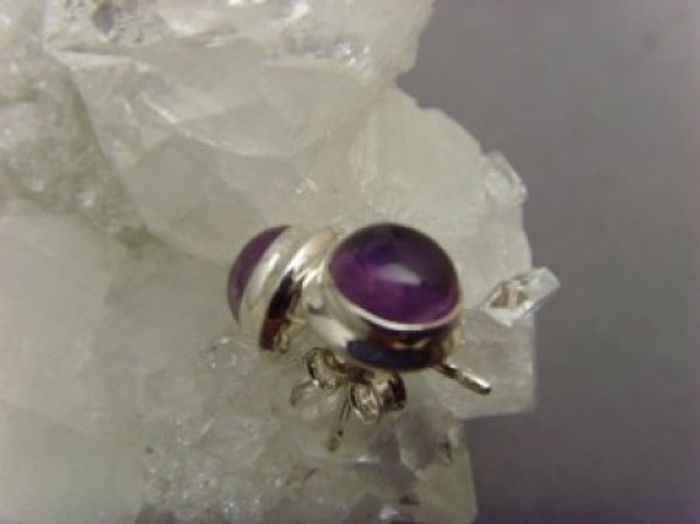 Amethyst Ohrstecker - Rund - 926'er Silber
