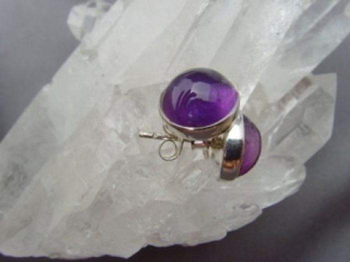 Amethyst  Ohrstecker - Rund - 925'er Silber