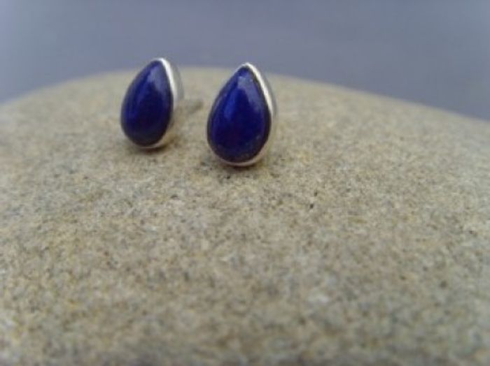 Lapislazuli Ohrstecker - Tropfen - 925'er Silber