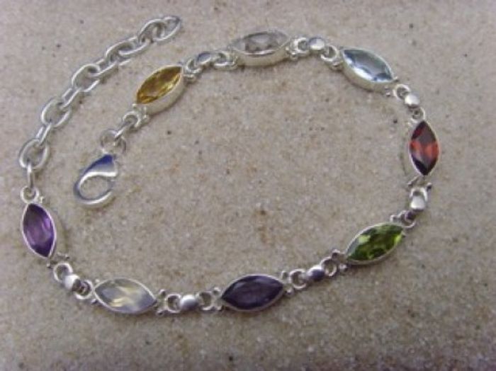 Armband Navette - multicolor - 925'er Silber