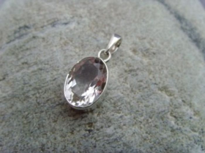 Bergkristall - Anhänger / oval / 925'er Silber