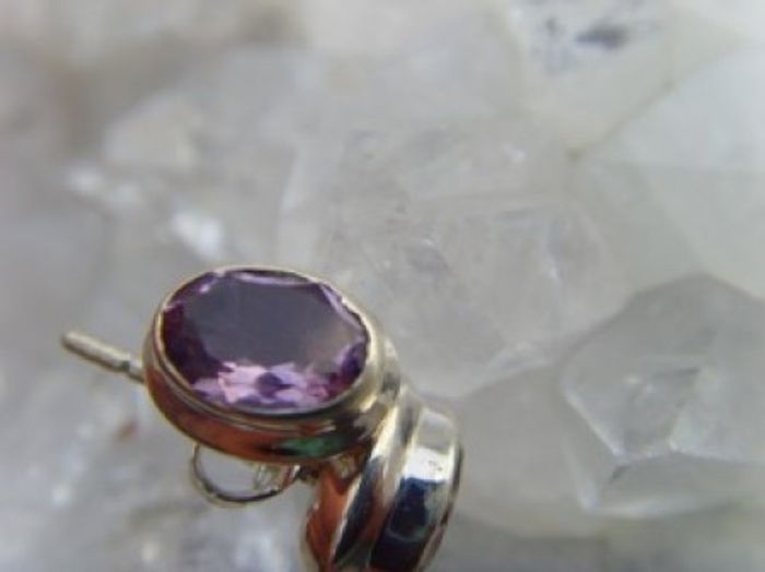 Amethyst Ohrstecker - Oval Facettiert - 925'er Silber