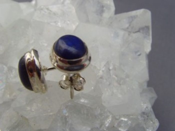 Lapislazuli  Ohrstecker - Oval - 925'er Silber