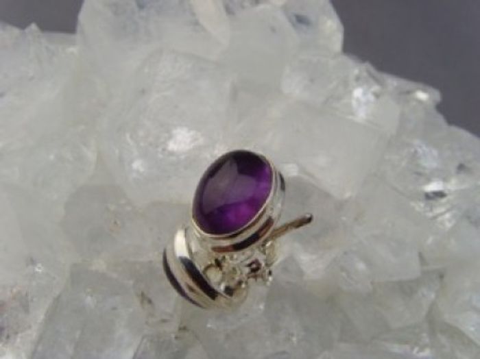 Amethyst Ohrstecker - Oval - 925'er Silber