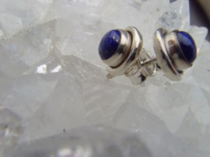 Lapislazuli  Ohrstecker - Rund - 925'er Silber