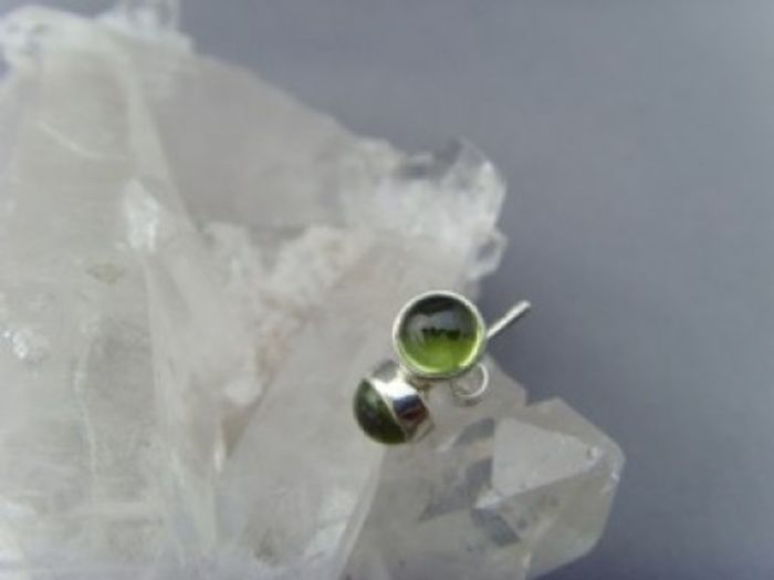 Peridot Ohrstecker - Rund - 925'er Silber