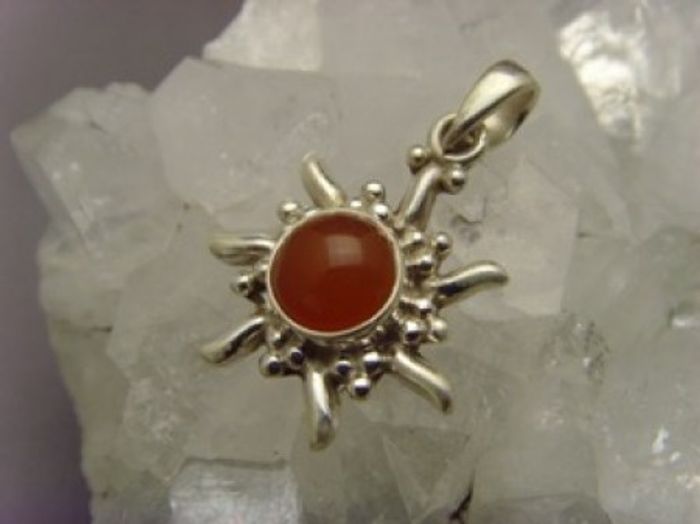 Inka Sonne / 925 er Silber / Karneol