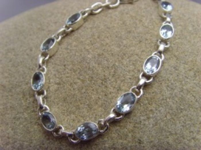Armband - facettierter Blautopas - 925'er Silber