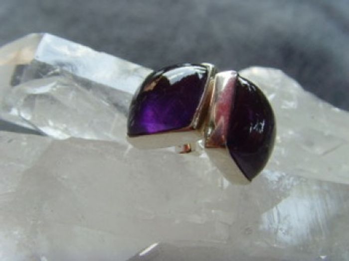 Amethyst Ohrstecker - Quadratisch - 925'er Silber