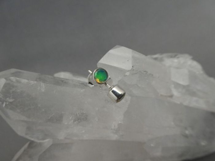 Opal Ohrstecker - Rund Facettiert - 925'er Silber
