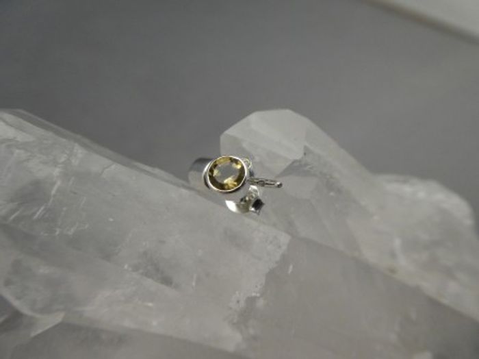 Citrin Ohrstecker - Rund Facettiert - 925'Silber