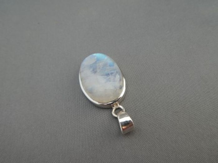 Weißer Labradorit Anhänger - Oval - 925'er Silber
