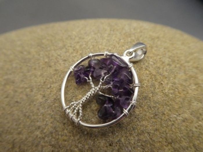 Lebensbaum-Anhänger Amethyst / 925'er Silber