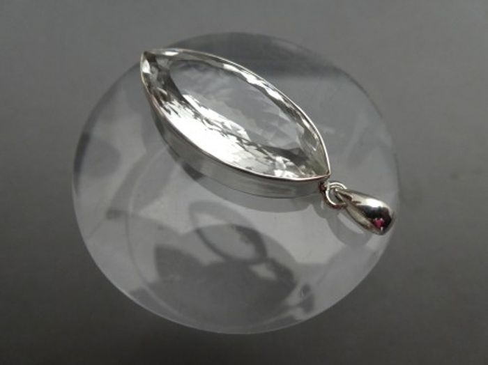 Anhänger Bergkristall / 925'er Silber / Navett