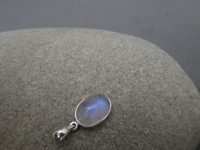 Anhänger weisser Labradorit - 925'er Silber - oval