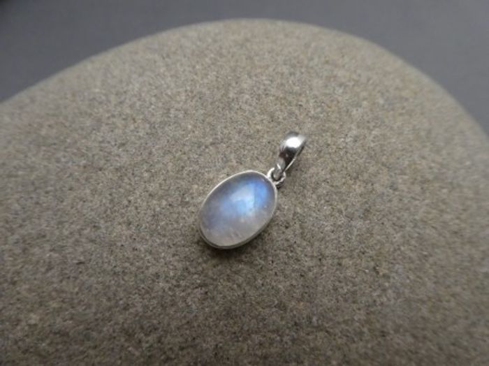 Anhänger weisser Labradorit - 925'er Silber - oval