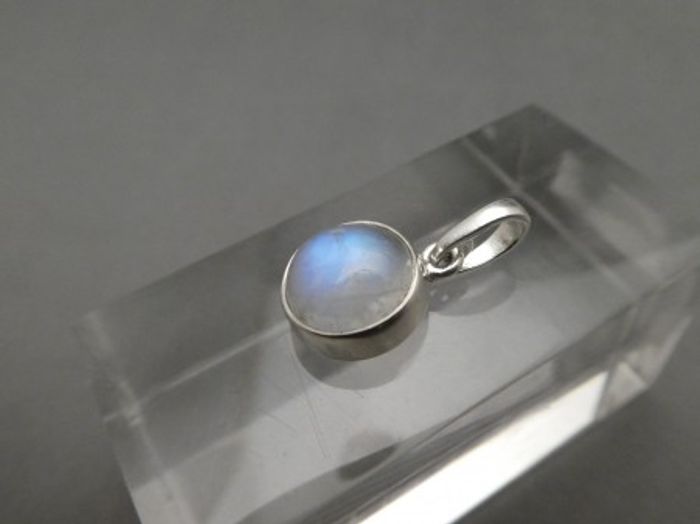 Anhänger weisser Labradorit - 925'er Silber - rund