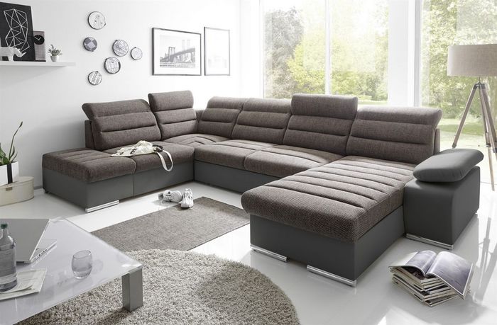 Couchgarnitur PASCARA U-Form mit Schlaffunktion-Schwarz /Otto.. Rechts