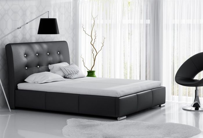 Polsterbett Doppelbett RENE Komplettset Kunstleder Schwarz 180x200cm