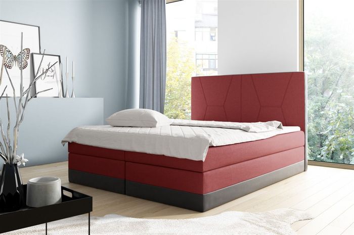 Boxspringbett Schlafzimmerbett VELARO 200x200cm Rot-Schwarz
