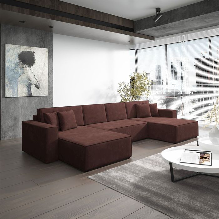 Wohnlandschaft Schlafsofa Sofa CONOR Stoff Kronos Altrosa