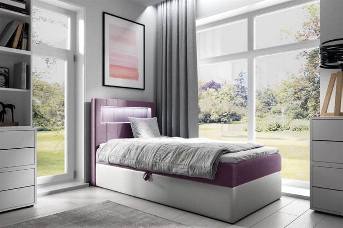 Boxspringbett Gästebett Kinderbett FABIAN Nr.1 80x200cm Weiss-Rosa