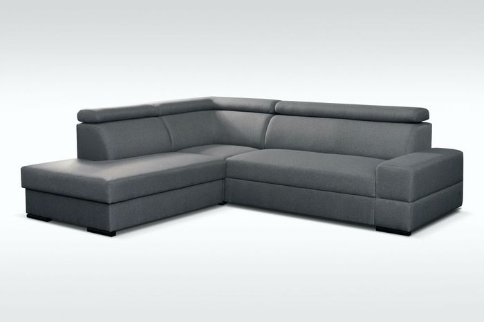 Ecksofa Sofa LETO mit Schlaffunktion Dunkelgrau Ottomane Links
