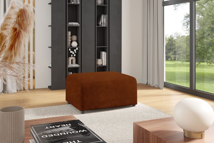 Polsterhocker Designerhocker Hocker MEGAN in Stoff Poso Rostbraun