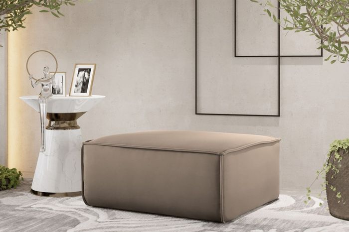 Polsterhocker Designerhocker CELES PREMIUM 85x85 cm Stoff Opera Velvet Sand