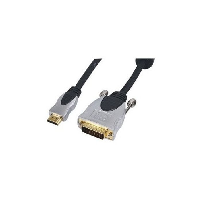 HDMI DVI TOP Qualitäts- Kabel 5m 19 Pol HDMI auf DVI
