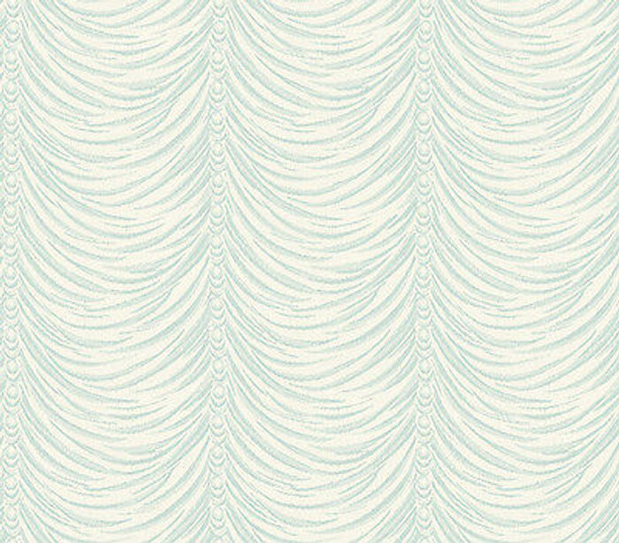 Tapete, Designtapete, Luxus, Landhaus, elegant, Volantimitation, mint, offwhite