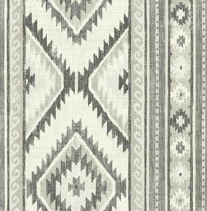 Tapete, Designtapete, Poncho-Print, mexikanisch, Ecru, Grau, Asche