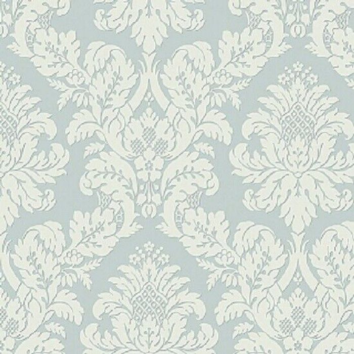 Tapete, Designtapete, Schimmer, florale Ornamente, Babyblau-Mint, Offwhite