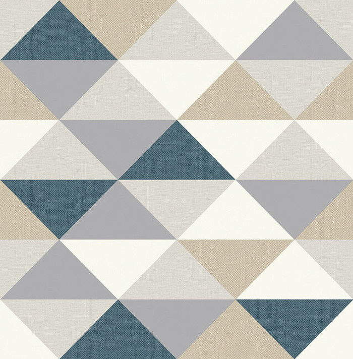 Tapete, Designtapete, retro-modern, Flickenteppich, Glanz, Blau, Ecru, Grau