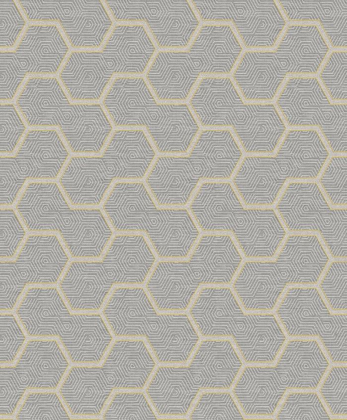 Tapete, Designtapete, Struktur, Hexagon, Schimmer, Chardonnay, Gold, Beige