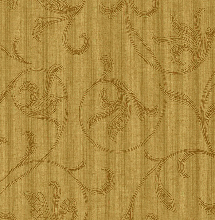 Tapete, Designtapete, Millimeterpapier, florale Ranken, Glanz, Sandy Beige, Gold