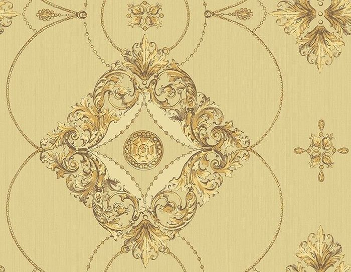 Tapete, Designtapete, Applikationen, Ketten, Schimmer, Beige, Ocker, Chardonnay