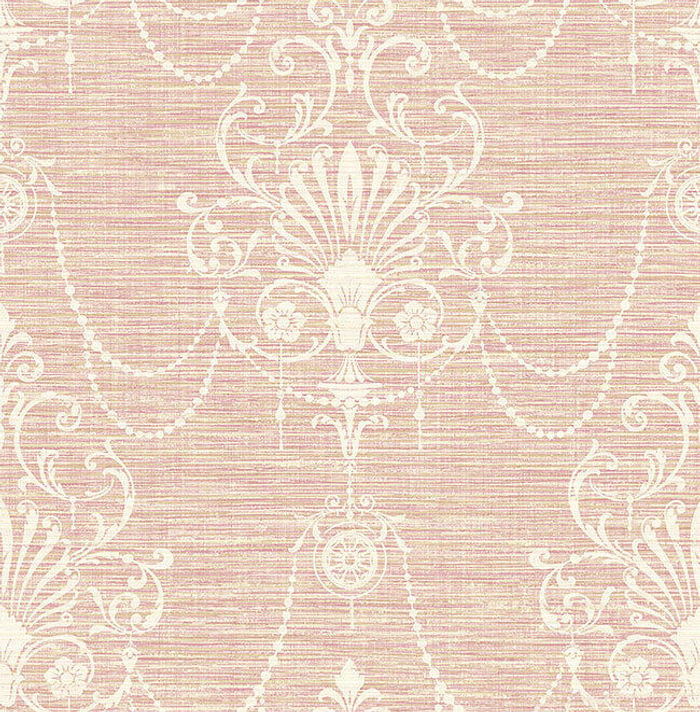 Tapete, Designtapete, Leineneffekt, Ornamente, Lachs, Rosé, Makeup, Ecru, Glanz